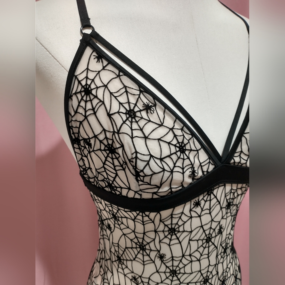 Victoria's Secret Gothic Mesh Spider Web Bodysuit (Size Medium) - Picture 2 of 7